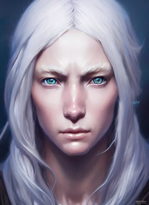 Image similar to a fantasy style portrait painting of shy white female paladin with blonde hair and blue eyes shy, scar under left eye, holy oil painting unreal 5 daz. rpg portrait extremely detailed artgerm greg rutkowski _ greg