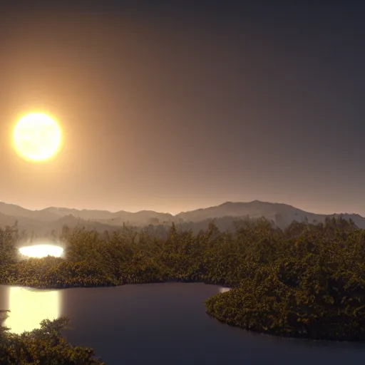 Prompt: dark solar eclipse, small in size, highly detailed, photorealistic shot, bright studio setting, studio lighting, crisp quality and light reflections, unreal engine 5 quality render