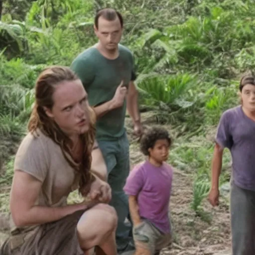 Image similar to a screen still of an episode from the show lost, the cast are all toddlers