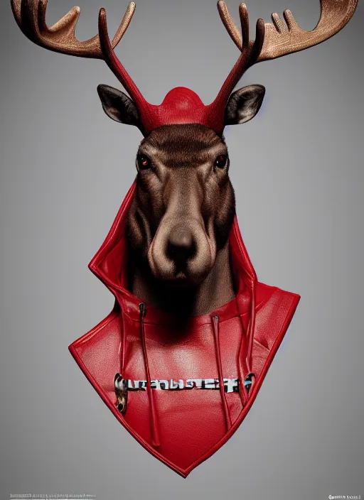 Prompt: ( ( ( hyperrealist portrait of gangster moose ) ) ) by mike campau, head and torso, red background photorealistic, octane render, vibrant colors, unreal engine, dynamic lighting, perfect factions, very detailed faces, intricate detail, trending on artstation, poster, volumetric lighting, 4 k, award winning