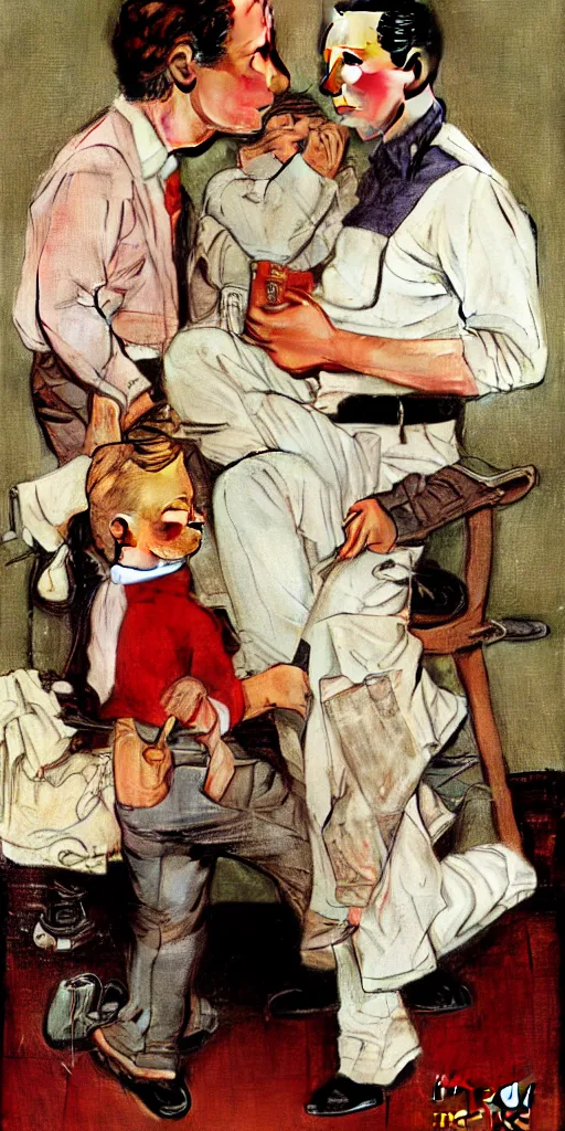 Image similar to Paul Rudd painted by Norman Rockwell