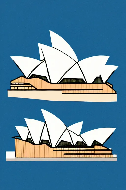 Image similar to sydney opera, illustration, in the style of katinka reinke