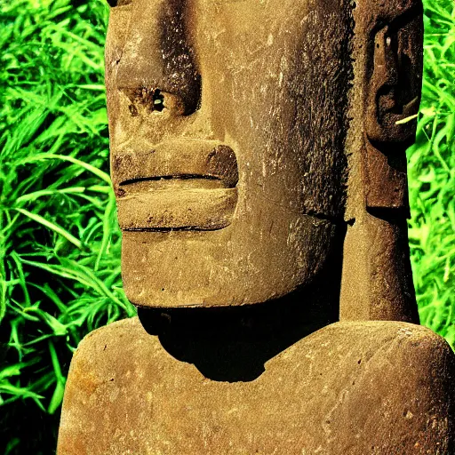 Image similar to moai head doing weed