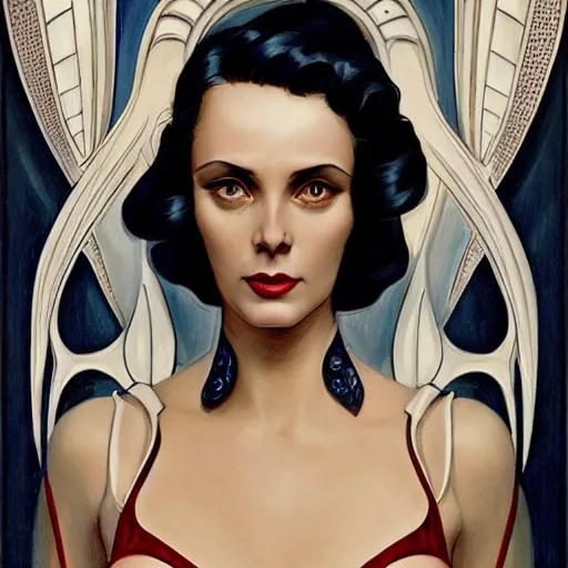 Image similar to a streamline moderne, ( art nouveau ), multi - racial portrait in the style of charlie bowater, and in the style of donato giancola, and in the style of charles dulac. intelligent, expressive eyes. symmetry, ultrasharp focus, dramatic lighting, semirealism, intricate symmetrical ultrafine background detail.