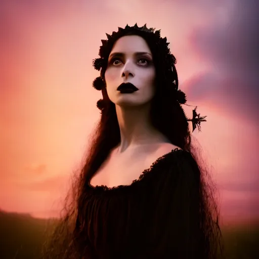 Prompt: photographic portrait of a stunningly beautiful latina gothic renaissance female in soft dreamy light at sunset, soft focus, contemporary fashion shoot, in a tim burton movie, by edward robert hughes, annie leibovitz and steve mccurry, david lazar, jimmy nelsson, extremely detailed, breathtaking, hyperrealistic, perfect face, octane render