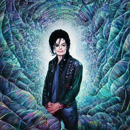 Image similar to a portrait of Michael Jackson in a scenic environment by Android Jones, hyperdetailed