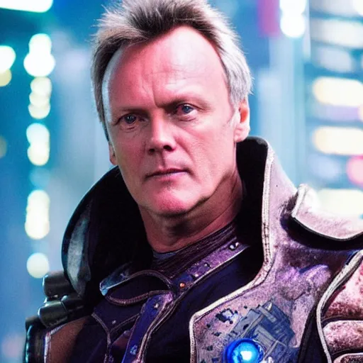 Image similar to Anthony Head as Cyberpunk Uther