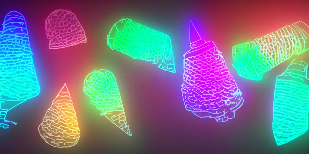 Image similar to ice cream cone with rgb implants, cyberpunk, high quality, ue 5.