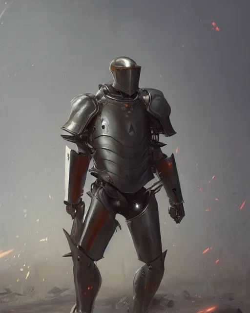 Prompt: Hyper realistic painting of an empty suit of rusty full plate armour animated by magic, dark fantasy, fantasy armor, hyper detailed, by greg rutkowski, trending on artstation