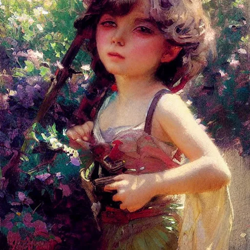 Image similar to portrait of chibi art girl, anime, painting by gaston bussiere, craig mullins, j. c. leyendecker