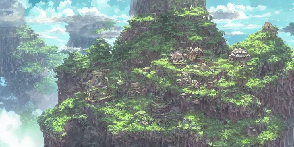 Image similar to made in abyss landscape style