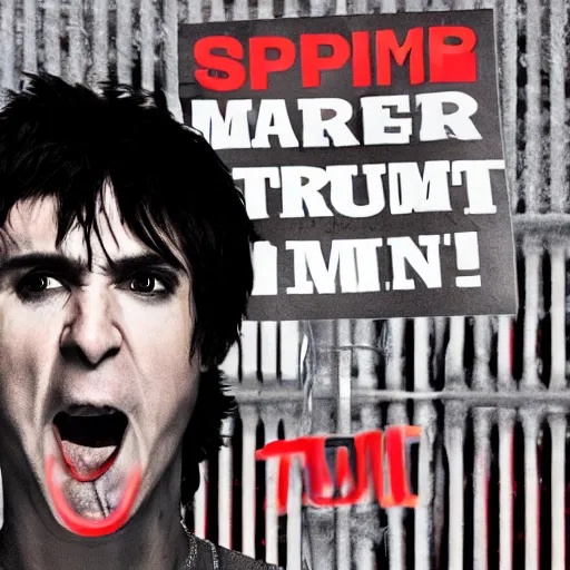 Prompt: Alec Empire screaming at Donald Trump