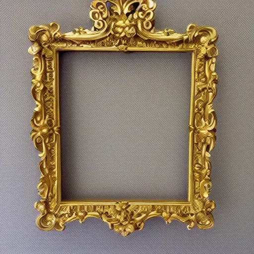 Prompt: fancy gold baroque frame in middle of jungle