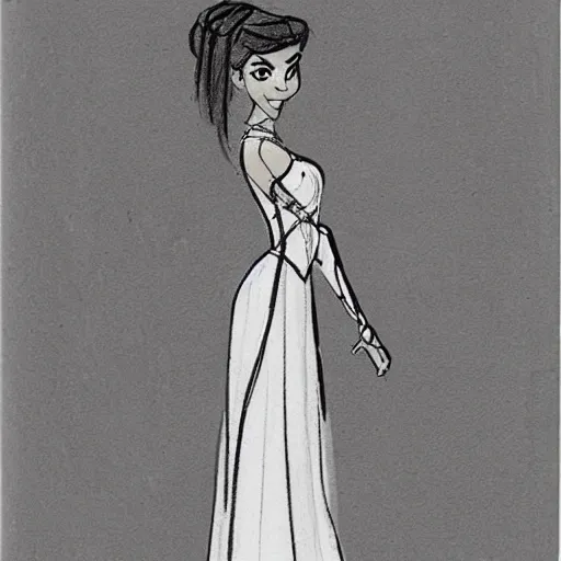 Image similar to milt kahl sketch of victoria justice as princess padme from star wars episode 3