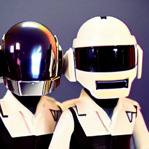 Image similar to daft punk as nendoroids, photorealistic