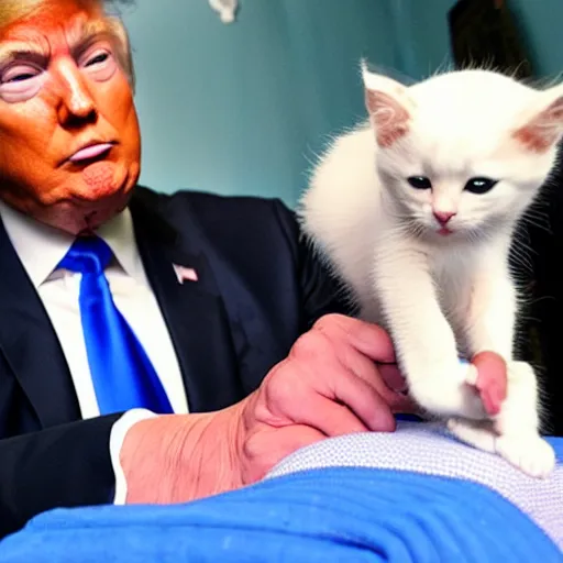 Image similar to donald trump giving cpr to a kitten