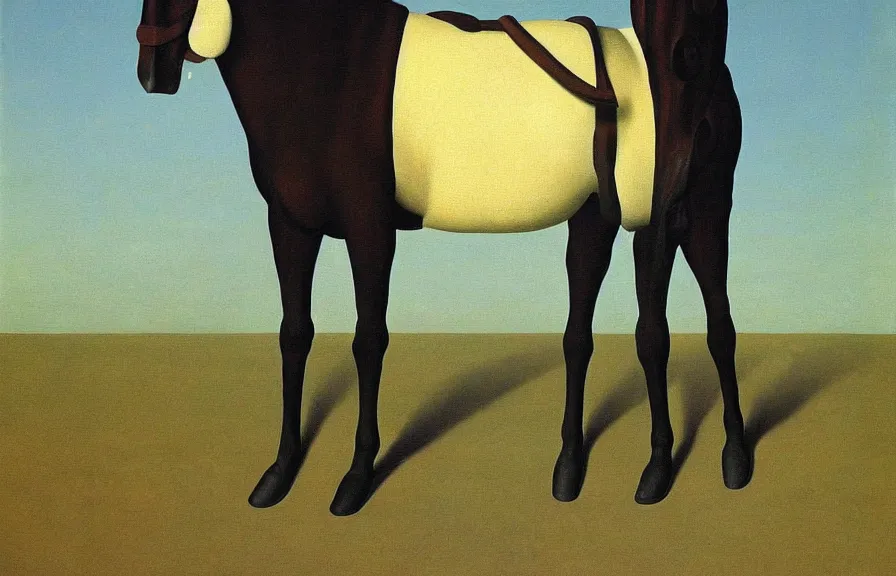 Image similar to surreal painting of a horse accountant by rene magritte
