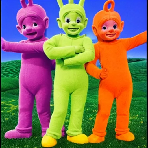 Image similar to teletubbies smurfs