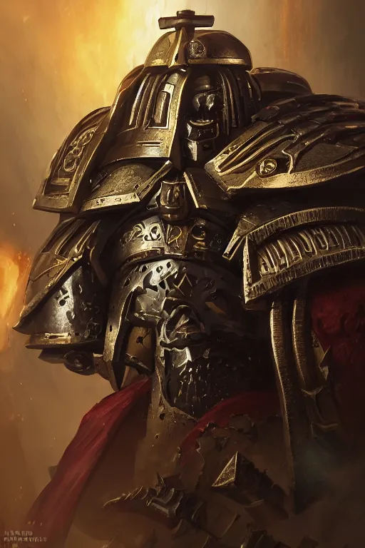 Image similar to armor portrait heros warhammer 4 0 k horus heresy fanart - the primarchs emperor by johannes helgeson animated with vfx concept artist & illustrator global illumination ray tracing hdr fanart arstation zbrush central hardmesh 8 k octane renderer comics stylized