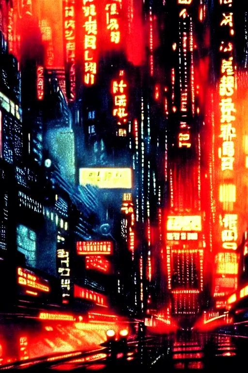 Image similar to long shot from the film blade runner, style of yoshii chie, cinematic, highly detailed