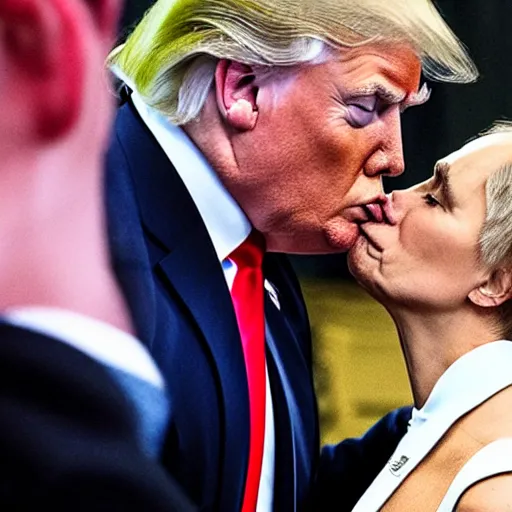 Prompt: putin kissing donald trump