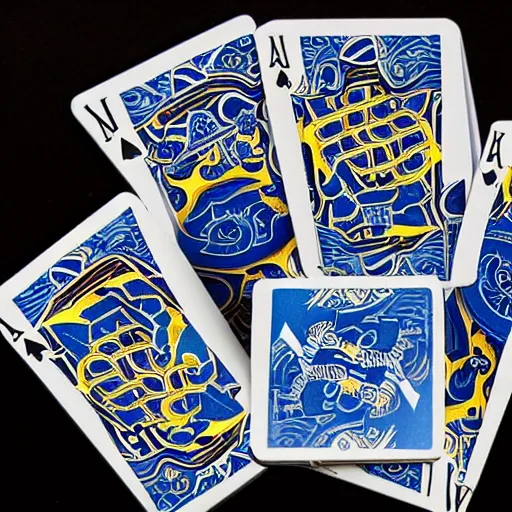 Prompt: blue eyes white dragon playing cards with exodia