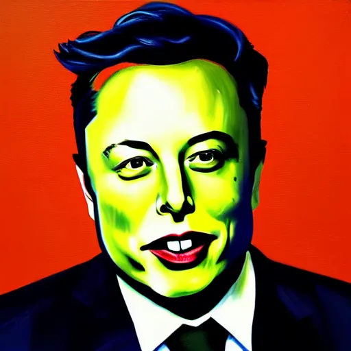 Image similar to painting of elon musk in the style of ryan gajda