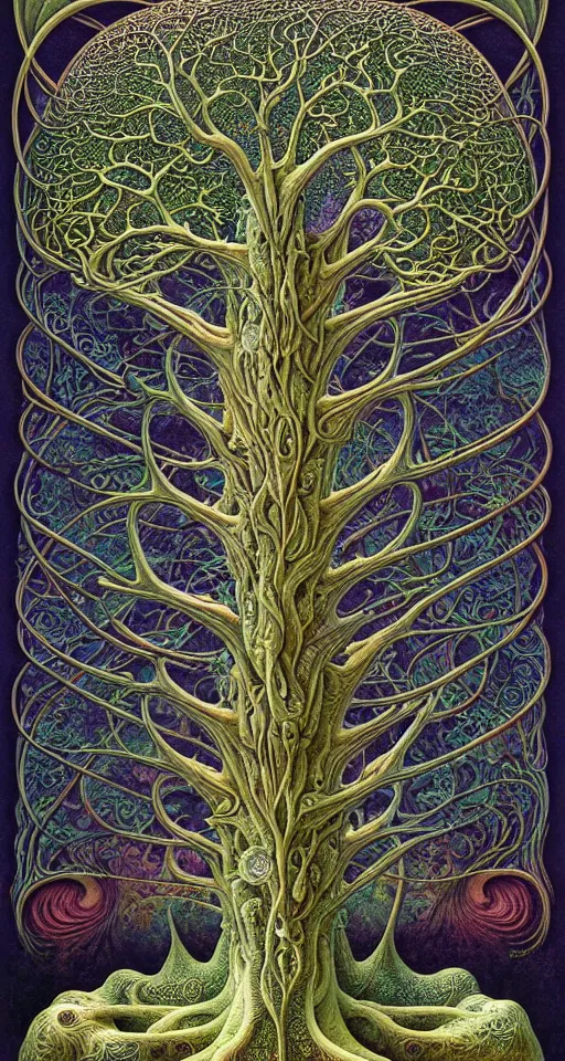 Image similar to tree of life by roger dean and andrew ferez, art forms of nature by ernst haeckel, divine chaos engine, symbolist, visionary, art nouveau, botanical fractal structures, organic, detailed, realistic, surreality