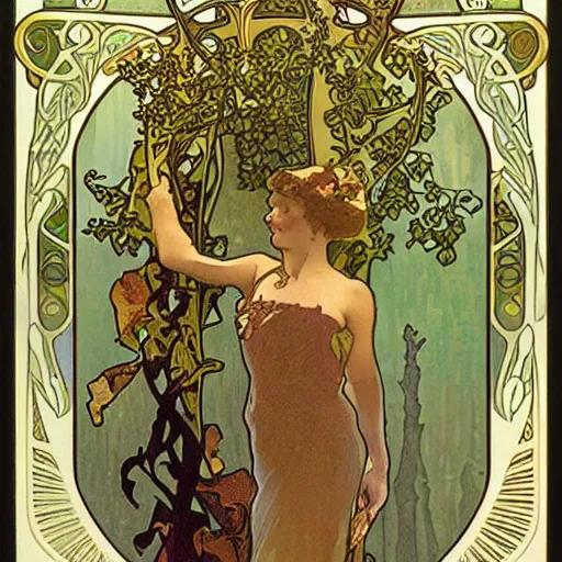 Prompt: Sticker of a ecosystem in a bottle , elegant art nouveau style, Alphonse Mucha, james gurney