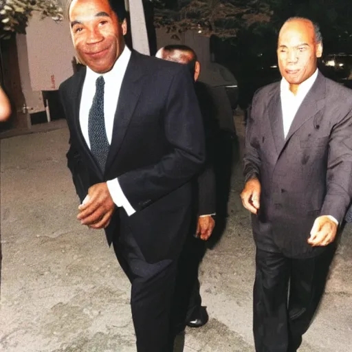 Prompt: OJ simpson chilling out with the worst human being alive - n9