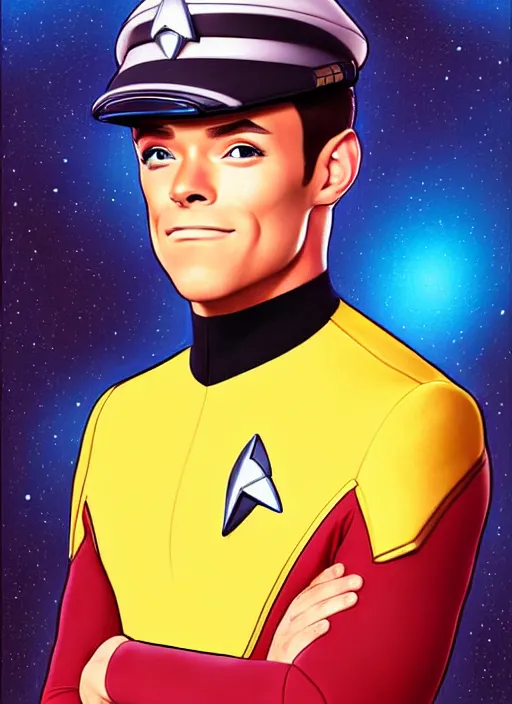 Prompt: cute star trek officer tom daley, natural lighting, path traced, highly detailed, high quality, digital painting, by don bluth and ross tran and studio ghibli and alphonse mucha, artgerm
