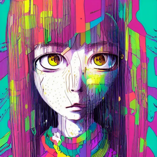 Image similar to a portrait of a girl by inio asano, beeple and james jean, hiroyuki takahashi color scheme