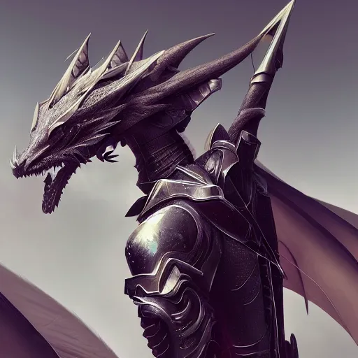 Prompt: stunning cinematic elegant back end shot of a beautiful female knight, but as an anthropomorphic female dragon, well designed highly detailed cute female dragon head with slick eyes, looking back at the camera, well armored, sharp claws, HD octane render, fantasy, furry art, Artstation, Deviantart, Furaffinity