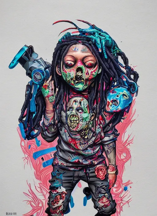 Image similar to zombie dreads full body hiphop streetwear drip, tristan eaton, victo ngai, artgerm, rhads, ross draws