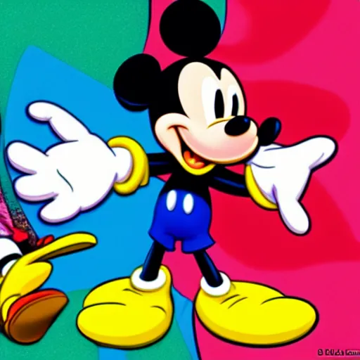 Image similar to mickey mouse drawn in the style of jojo's bizarre adventure