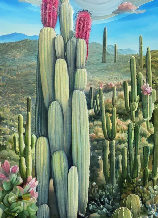 Image similar to a beautiful painting of the san pedro cactus spirit, fantast art, matte painting