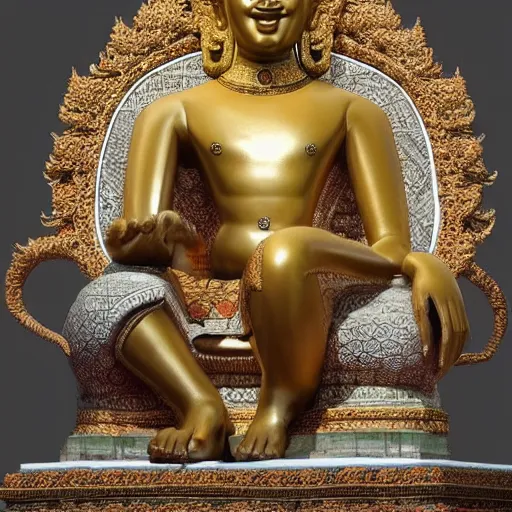 Image similar to sculpture of king ramkhamhaeng, king of sukothai, made by michelangelo, art station, concept art