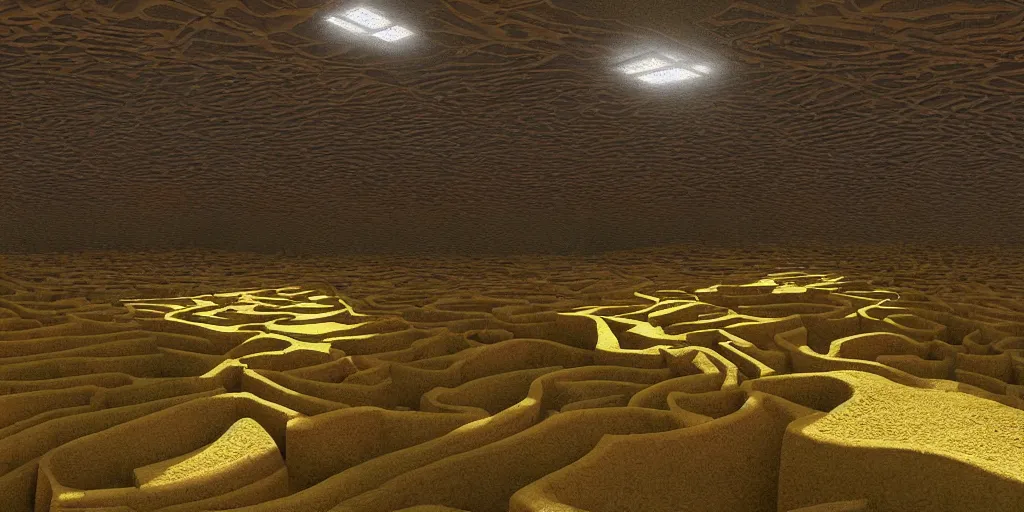 Image similar to the grand landscape of the endless maze, art by kotaro chiba, volumetric lighting, hdr