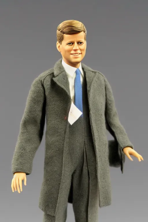 Image similar to john f. kennedy barbie doll, photorealistic, highly detailed,