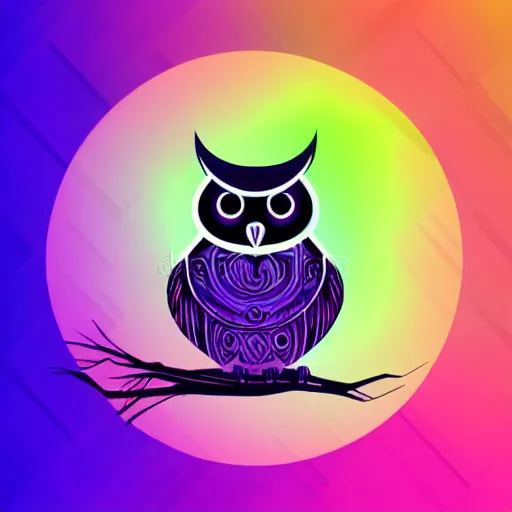 Image similar to cosmic owl logo, vector illustration, gradient, aesthetic, silky texture, hd,