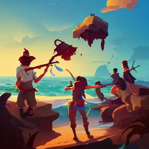 Image similar to painting treasure on sea of thieves game smooth median photoshop filter cutout vector, behance hd by jesper ejsing, by rhads, makoto shinkai and lois van baarle, ilya kuvshinov, rossdraws global illumination