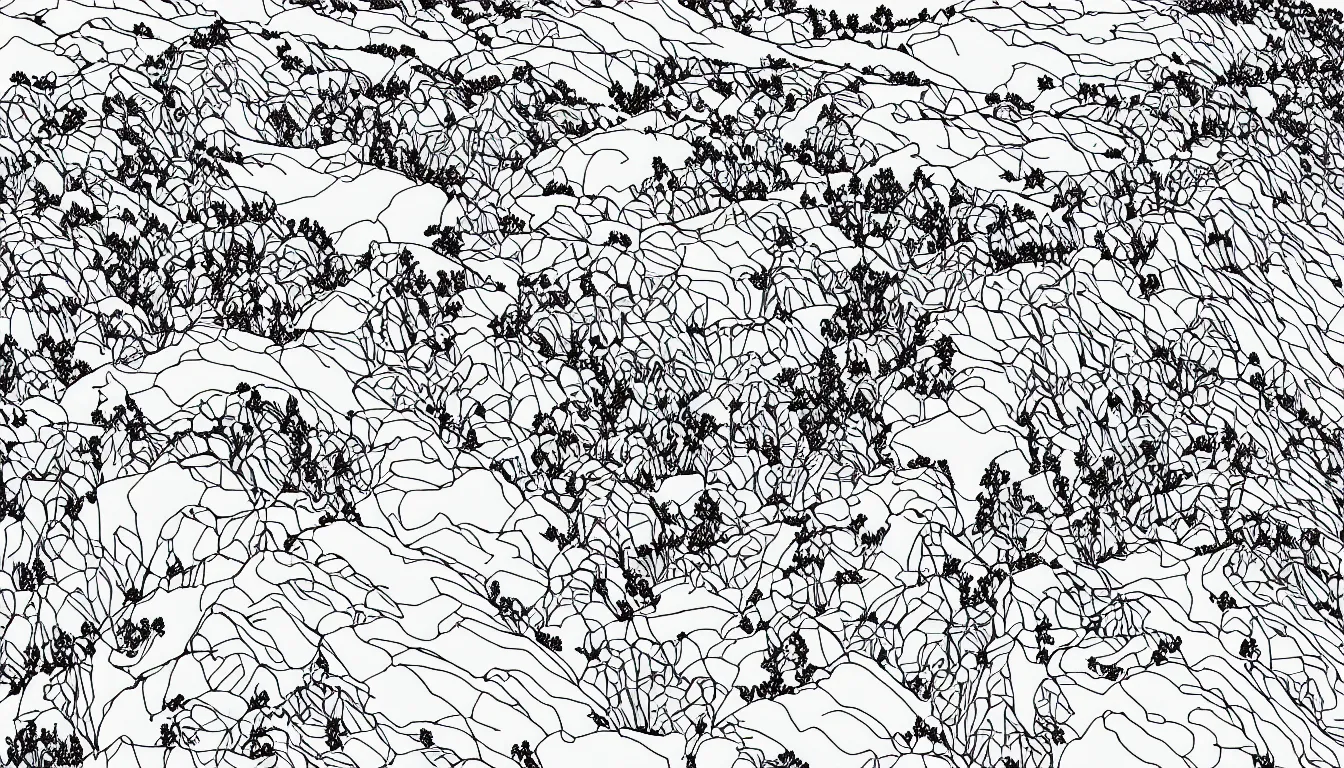 Image similar to backpacking over mountain ridgeline, minimalist line art by moebius, clean long lines, ultra detailed