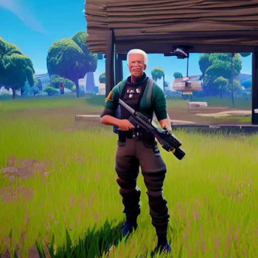 Image similar to A screenshot of Joe Biden in Fortnite, 3D, Unreal Engine, 4K UHD, RTX, DLSS,