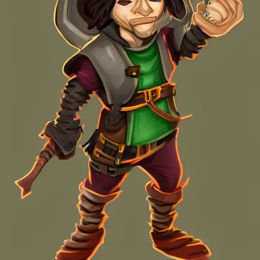 Image similar to eshey stoner rogue, wearing a small bag, dungeons and dragons, character concept of a rogue