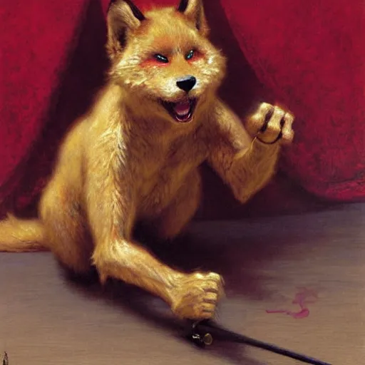 Image similar to a portrait of a furry splinter ninja wearing a red kimono, hairy, furry body, furry arms, feet, tail. highly detailed painting by gaston bussiere, craig mullins, j. c. leyendecker, furry