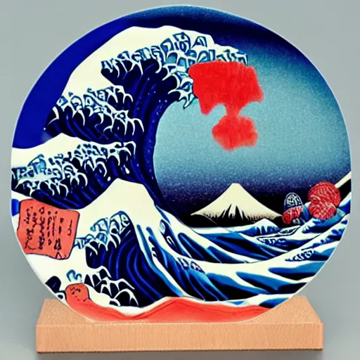 Image similar to claymation, 3 d clay sculpture, made of clay, ukiyo - e sculpture, colorful, inspired by hokusai