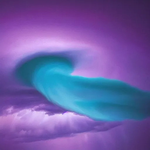 Image similar to amazing photo of purple clouds in the shape of a tornado, digital art, beautiful dramatic lighting