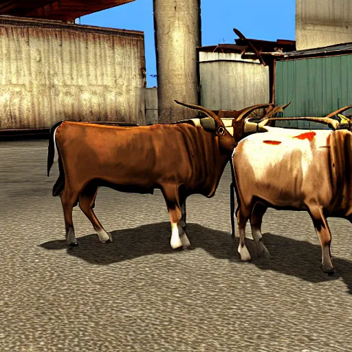 Prompt: oxen, in gta san andreas, screenshot