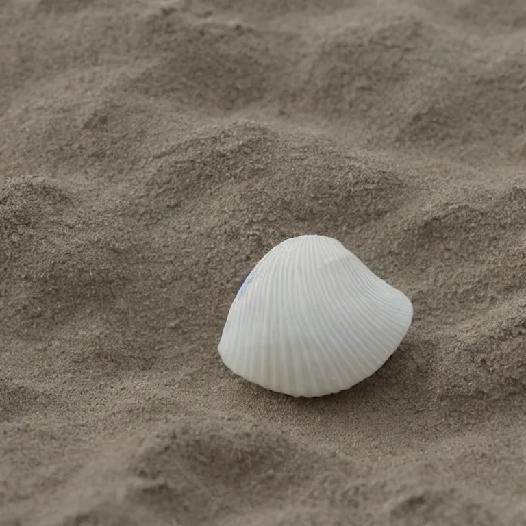 Image similar to porcelain seashell on the sand made by noriko kuresumi, highly detailed, 3 d render, smooth surface