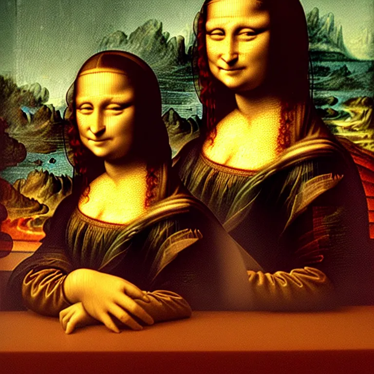 Image similar to mona lisa picking her nose